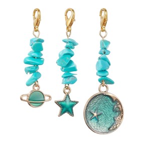 Irregular Pendant Manufacturer - New Irregular Blue Pine Gravel Moon Star Alloy Dripping Pendant