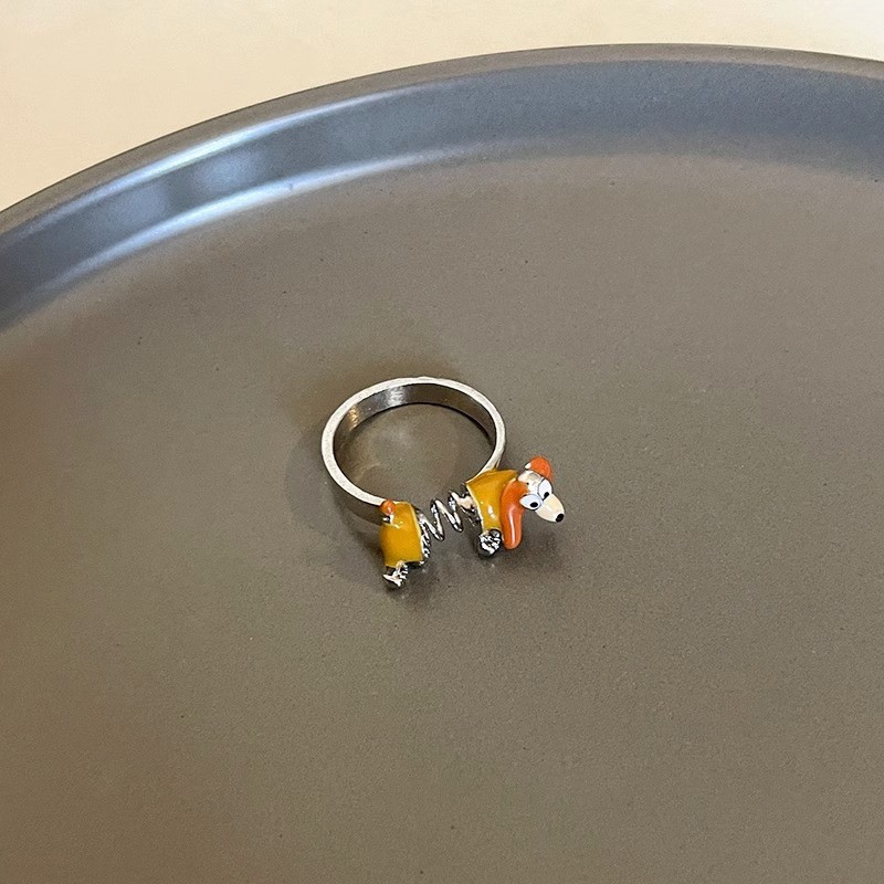 Cartoon Dog Ring Factory - Cute Cartoon Spring Dog Animal Shape Ring Female Fashion Ring