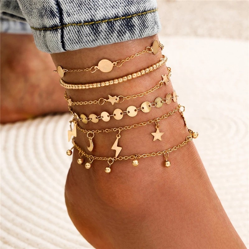 Ankle Bracelet Manufacturer - Bohemia Gold Color Chain Ankle Bracelet Beads Key Charm for Women