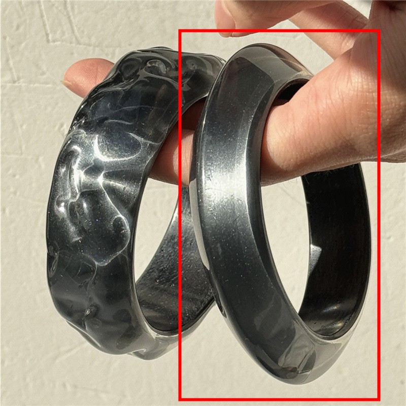 Resin Bracelet Factory - 2025 Futuristic Tech Round Grey-Black Minimalist Geometric Bangle