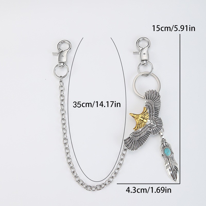 Waist Chain Supplier - Edgy Eagle Retro Jeans Chain for Men Turquoise Waist Accessory