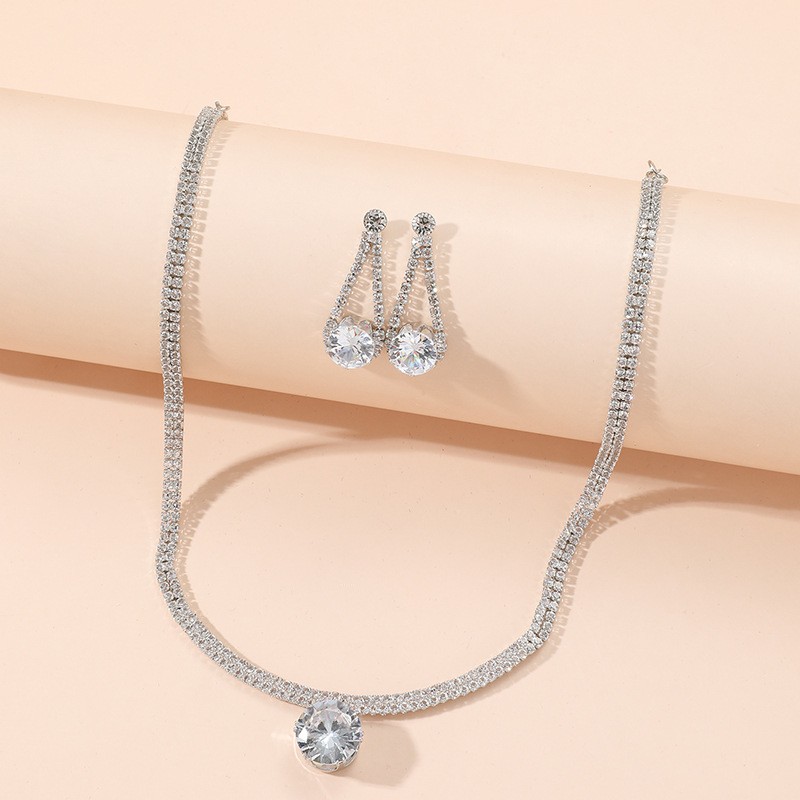 Gemstone Set Factory - New Arrival Gemstone Zirconia Jewelry Set Women Necklace Earring Set