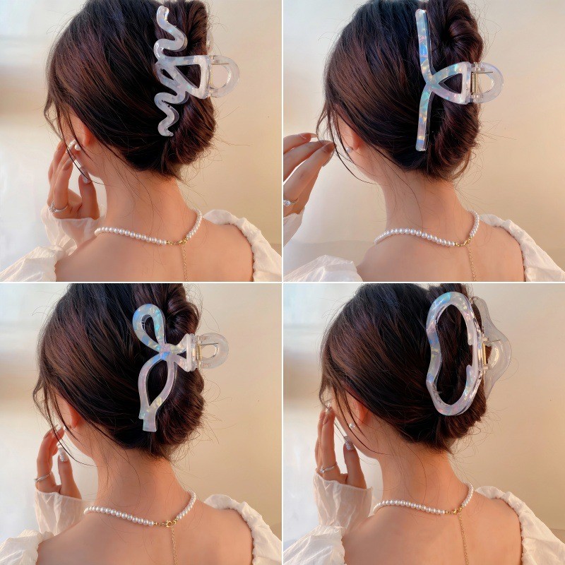 Resin Clip Supplier - Fashion Resin Half Tie Hair Back Head Small Grab Clip Shark Clip