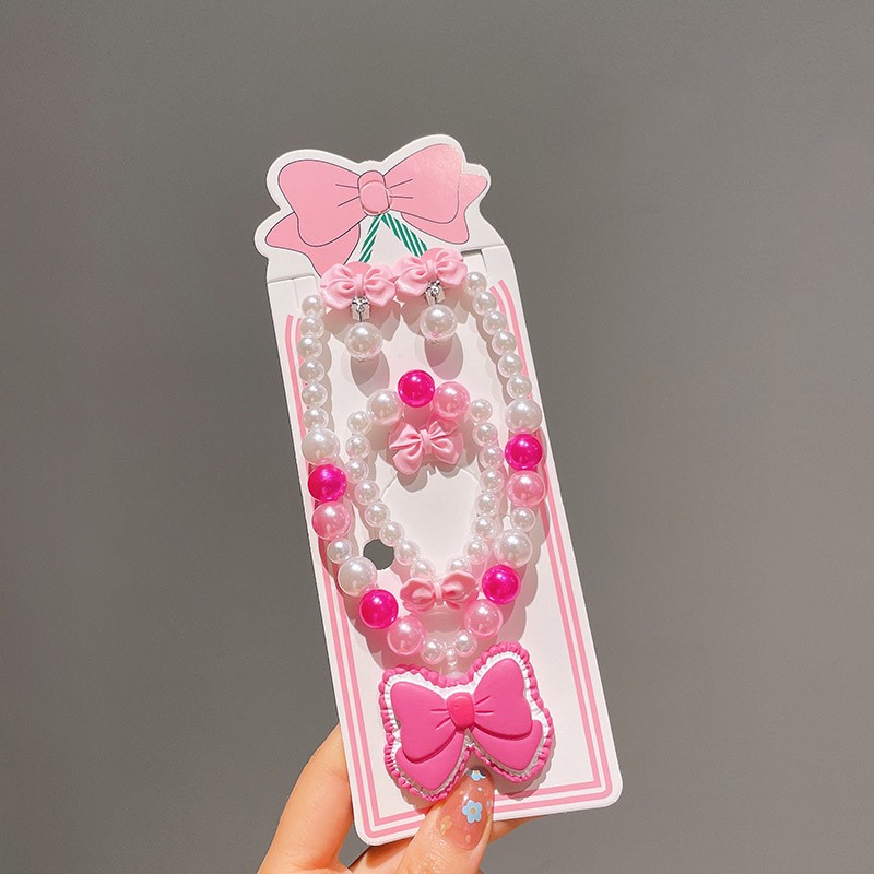 Children's Set Manufacturer - 5pcs/set Children's High Gloss Pearl Necklace Jewelry Princess Set