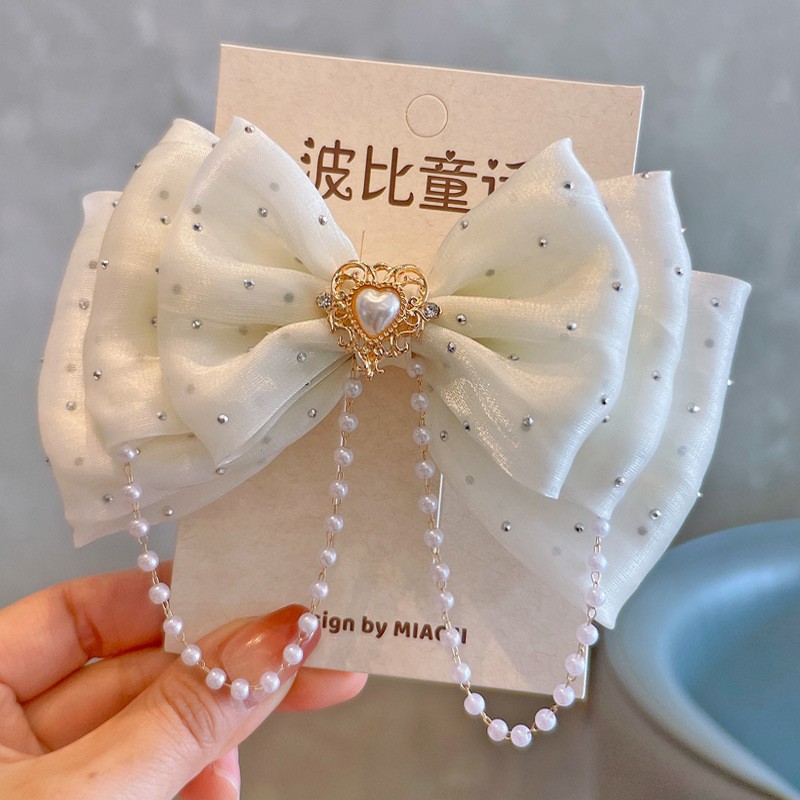 Hair Band Manufacturer - 2024 New Design Bow Ties Hair Clips Pearl Children's Hair Band