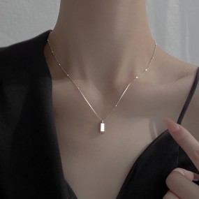 Gold Bar Necklace Manufacturer - Yiwu Factory 925 Sterling Silver Clavicle Chain Gold Bar Zircon