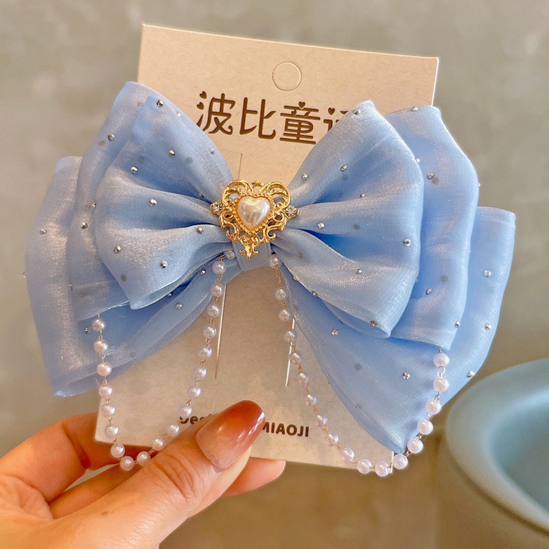 Hair Band Manufacturer - 2024 New Design Bow Ties Hair Clips Pearl Children's Hair Band