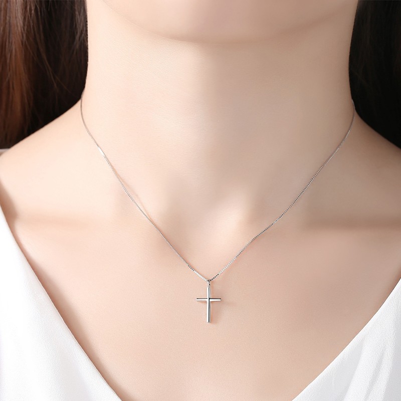 Cross Necklace Supplier - Hot Selling S925 Sterling Silver Cross Necklace for Women Collarbone