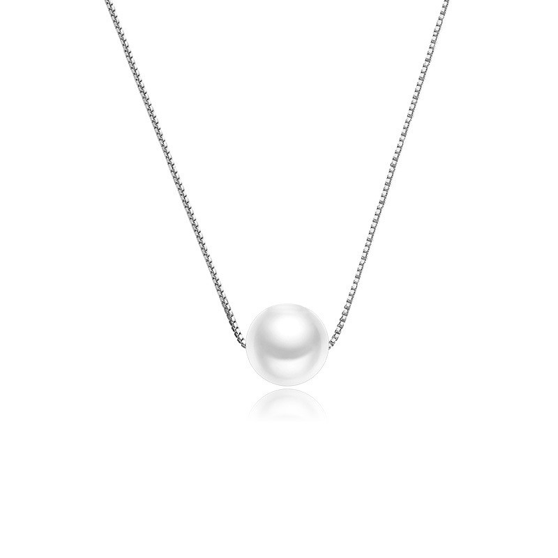 Pearl Necklace Supplier - S925 Sterling Silver One Pearl Simple Design Clavicle Chain for Women