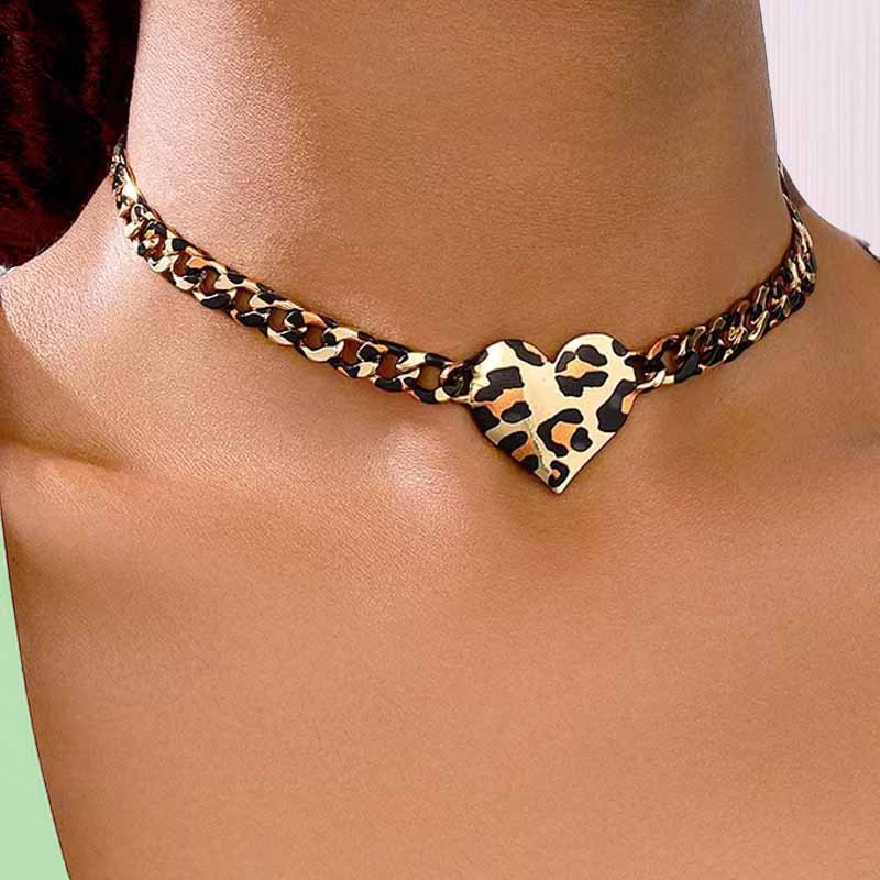 Leopard Print Necklace Manufacturer - Chic Heart Pendant Statement Piece for Women