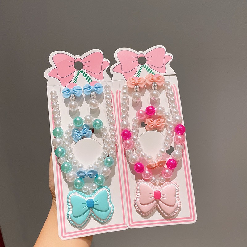 Children's Set Manufacturer - 5pcs/set Children's High Gloss Pearl Necklace Jewelry Princess Set