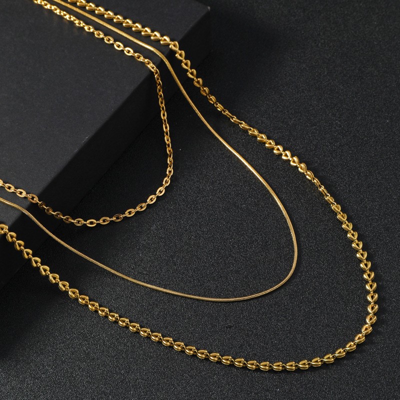 Titanium Necklace Manufacturer - High Quality Waterproof Titanium Steel Necklace Non-fading Three Layers