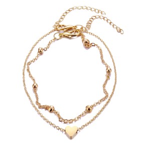 Bohemian Anklet Supplier - 2022 Wholesale Bohemian Layered Heart Anklet Summer Beach Bead