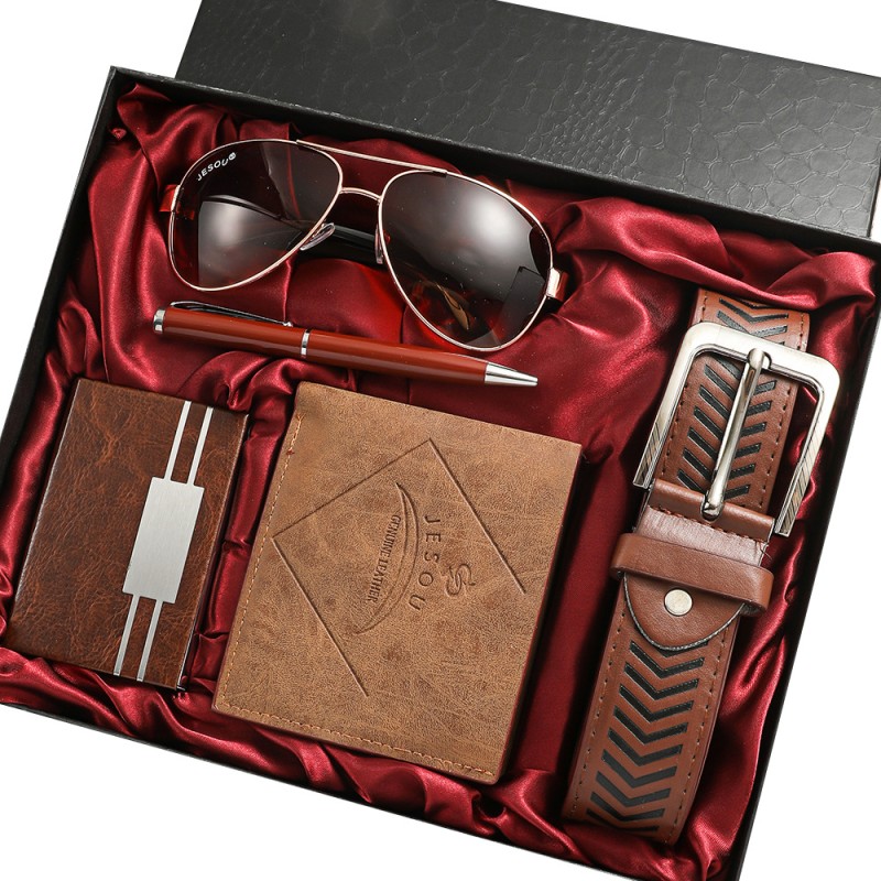 Watch Set Factory - 6pcs/set Luxury Watch With Wallet Belt Tie Perfume Pen Set for Men