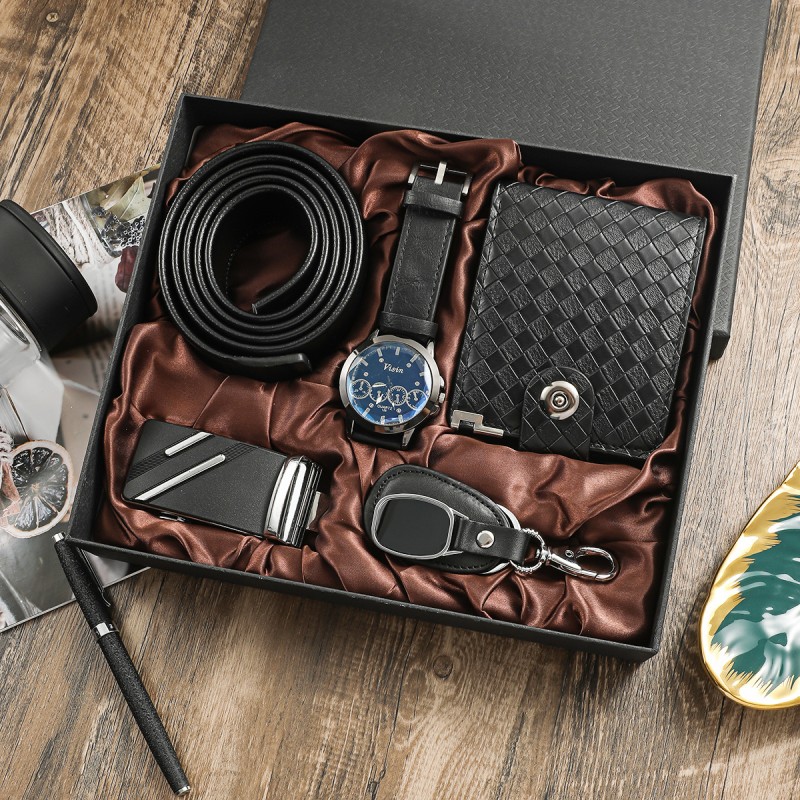 Men's Watch Set Supplier - 5pcs/set Luxury Men's Wrist Watch With Wallet Keychain Belt Set