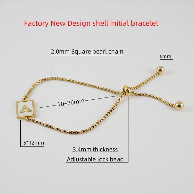 Shell Bracelet Manufacturer - Wholesale Titanium Steel Natural Shell 26 Letter Draw Bracelet