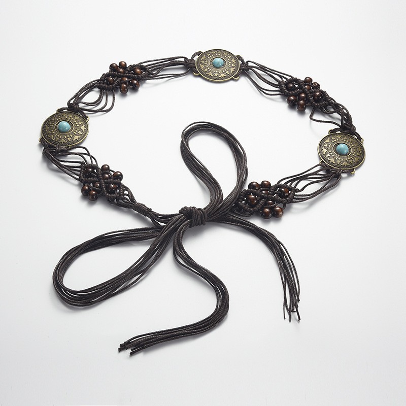 Leather Waist Chain Manufacturer - Wholesale Vintage Western Cowboy Belt Turquoise Waist Chain