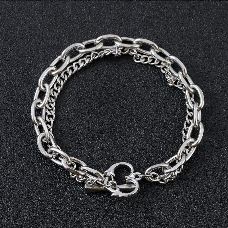 Double Chain Bracelet Supplier - Waterproof Fast Double Chain Titanium Steel Heart Bracelet