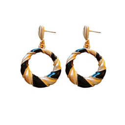 Silver Earrings Manufacturer - Hypoallergenic Silver Needle Retro Geometric Twist Drop Oil Earrings