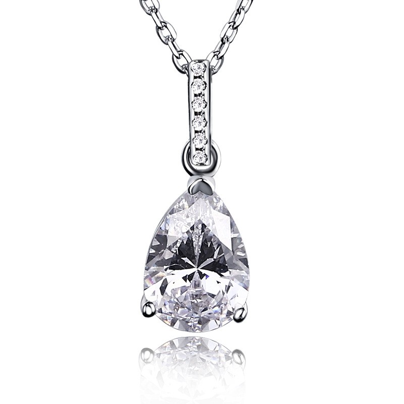 Wedding Necklace Factory - 2024 Luxury Wedding Style S925 Silver 5A Zircon Water Drop Pendant