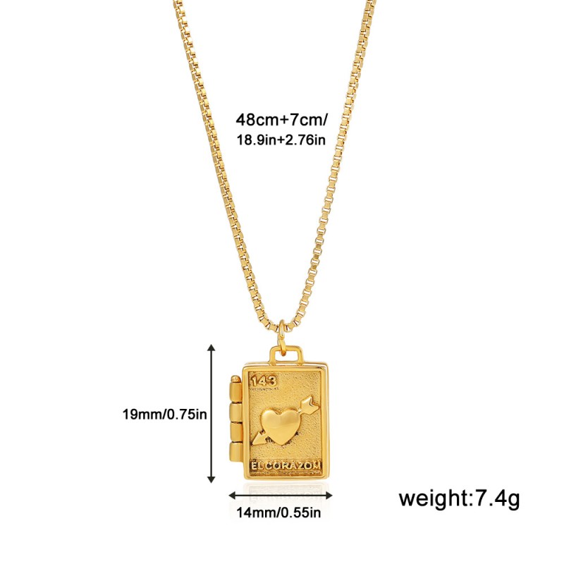 Album Pendant Supplier - High Quality Stainless Steel Plated 18K Gold Moon Love Album Pendant
