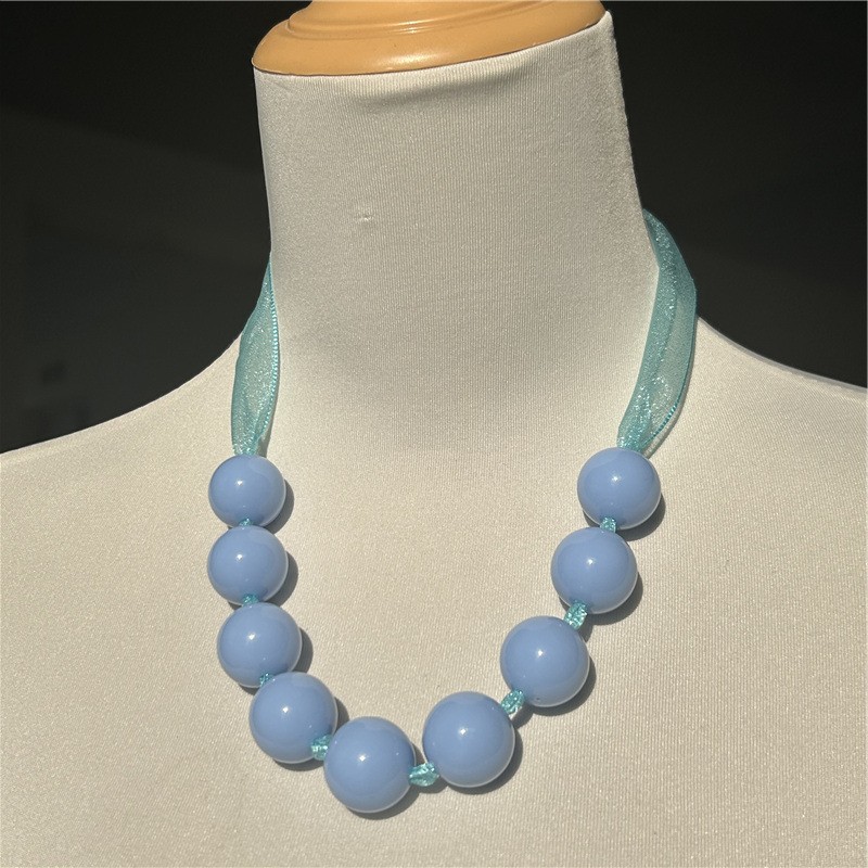 Beaded Necklace Manufacturer - Wholesale 20mm Handmade Resin Acrylic Beads Necklace for Girls