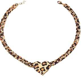 Leopard Print Necklace Manufacturer - Chic Heart Pendant Statement Piece for Women