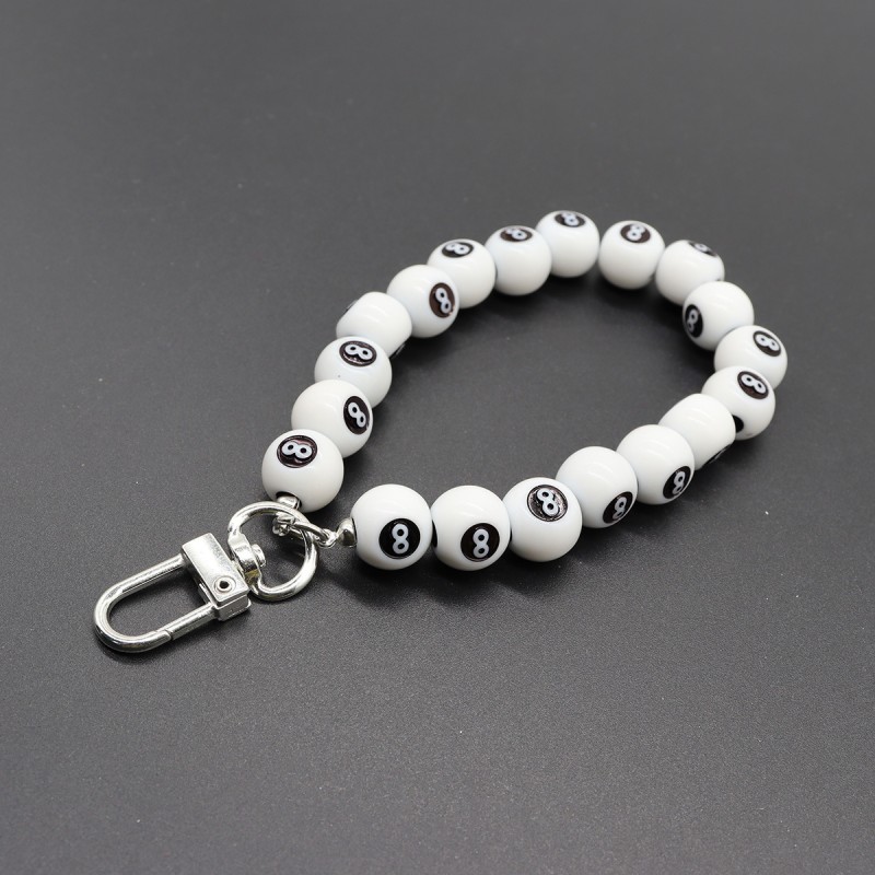 Phone Chain Supplier - Simple Alloy Door Buckle Black 8 Lanyard Beaded Mobile Phone Chain