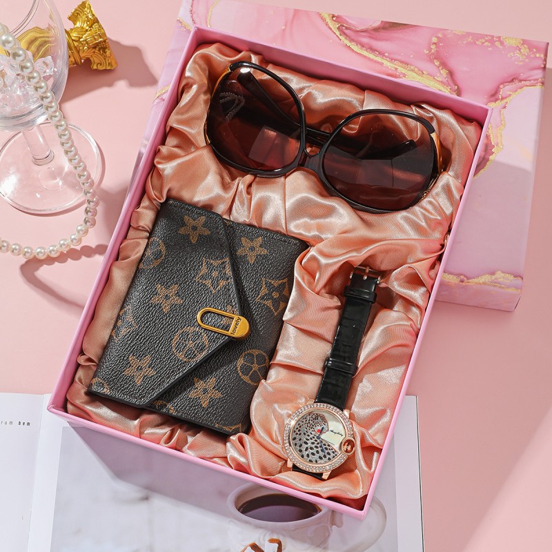 Women Watch Set Supplier - Hot Sale Fashion Women Watch Set With Wallet Sunglasses for Gifts