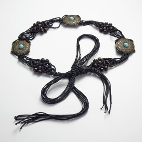 Leather Waist Chain Manufacturer - Wholesale Vintage Western Cowboy Belt Turquoise Waist Chain