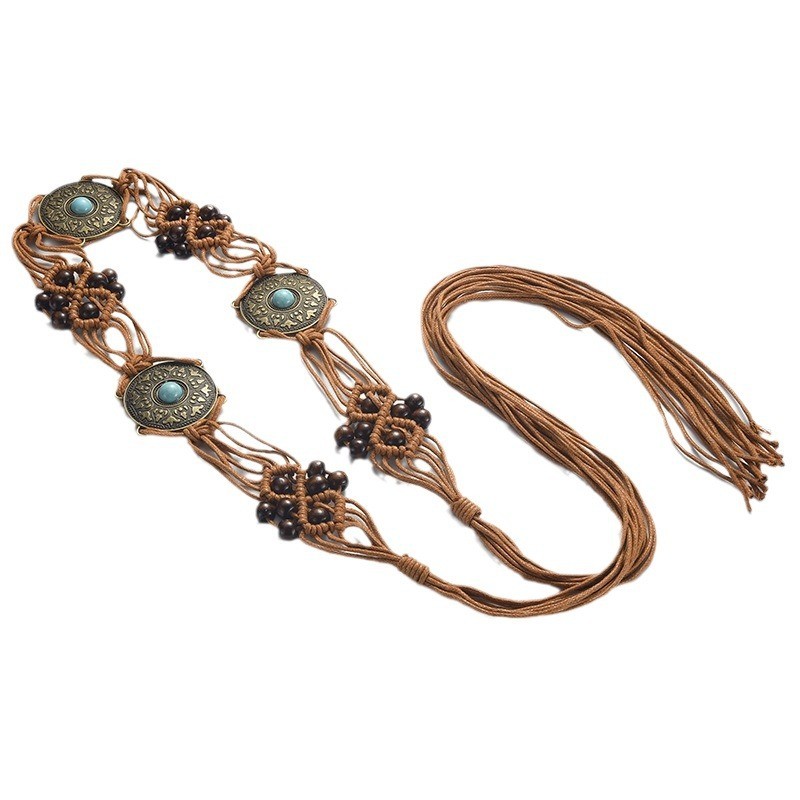 Leather Waist Chain Manufacturer - Wholesale Vintage Western Cowboy Belt Turquoise Waist Chain