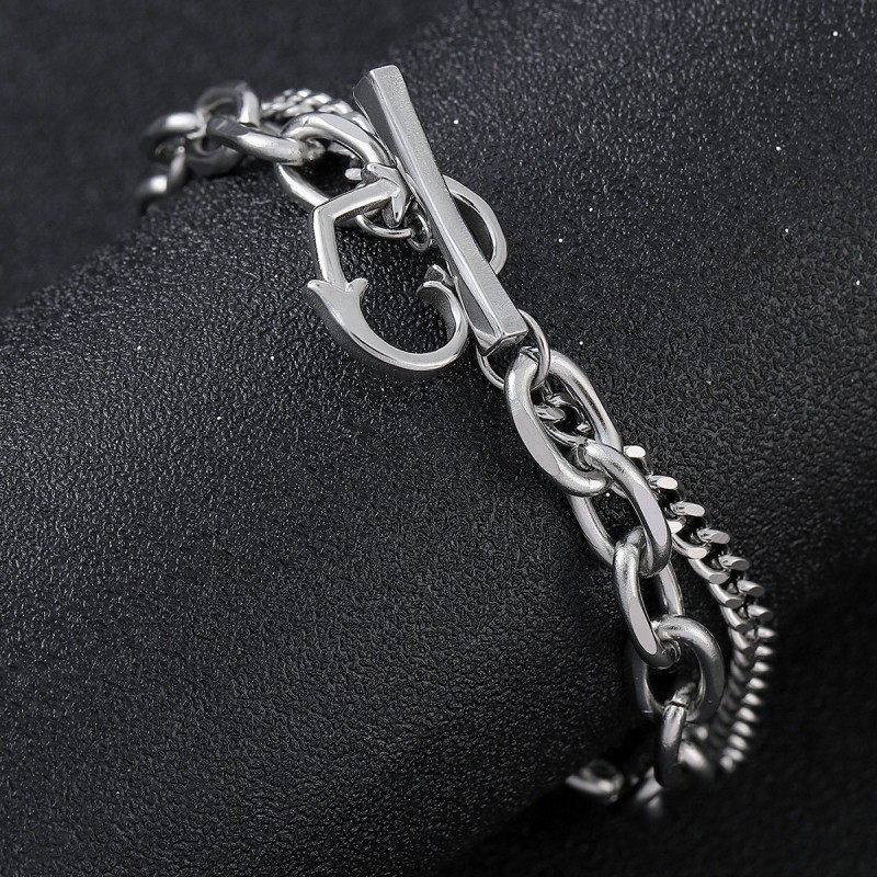 Double Chain Bracelet Supplier - Waterproof Fast Double Chain Titanium Steel Heart Bracelet