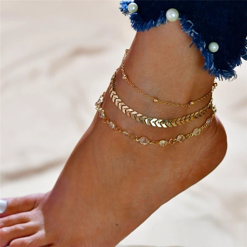 Ankle Bracelet Manufacturer - Bohemia Gold Color Chain Ankle Bracelet Beads Key Charm for Women