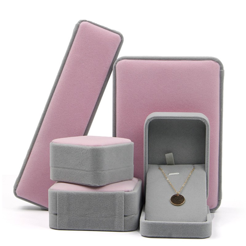 Jewelry Box Manufacturer - Custom Logo Lint Jewelry Box Packaging Necklace Earring Bracelet Set