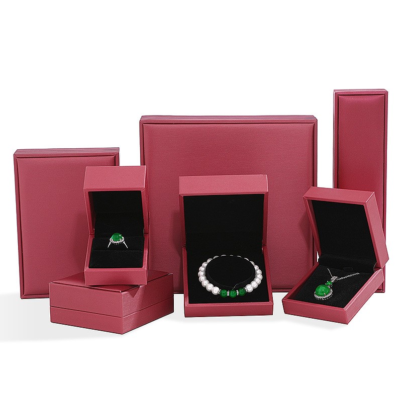Packaging Box Manufacturer - Luxury Black Grey PU Leather Ring Pendant Necklace Box Bracelet Box