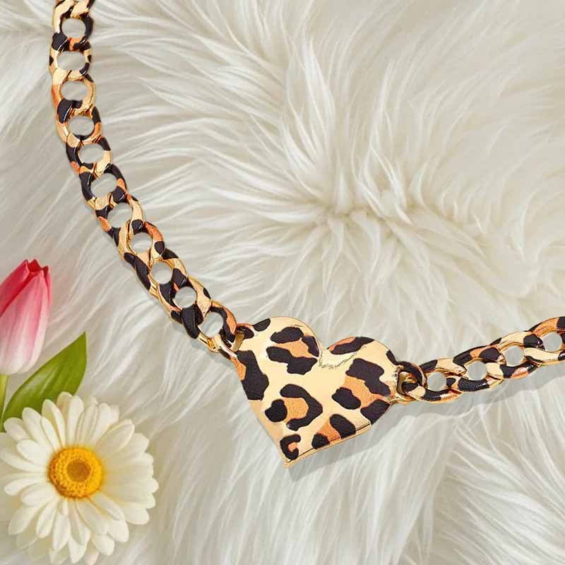Leopard Print Necklace Manufacturer - Chic Heart Pendant Statement Piece for Women