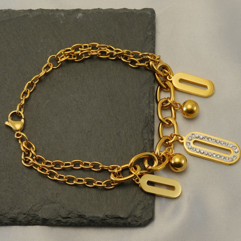 Geometric Bracelet Supplier - Color Preserving Titanium Steel Geometric Diamond Bracelet Waterproof