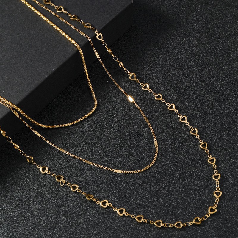 Titanium Necklace Manufacturer - High Quality Waterproof Titanium Steel Necklace Non-fading Three Layers