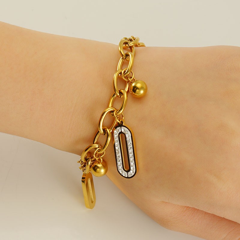 Geometric Bracelet Supplier - Color Preserving Titanium Steel Geometric Diamond Bracelet Waterproof