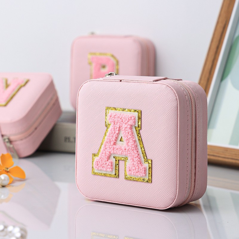 Letter Jewelry Box Factory - Pink Single Layer Storage Box With Mirror Classic Leather Box