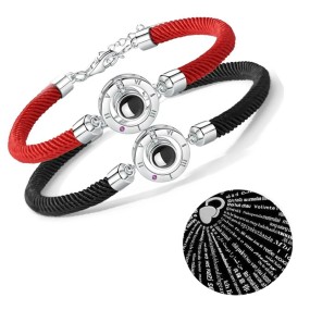 Projection Bracelet Factory - Projection Couple Bracelet Custom Photo 100 Languages I Love You