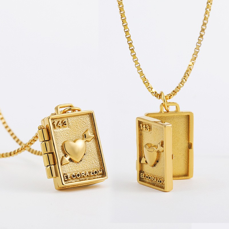 Album Pendant Supplier - High Quality Stainless Steel Plated 18K Gold Moon Love Album Pendant