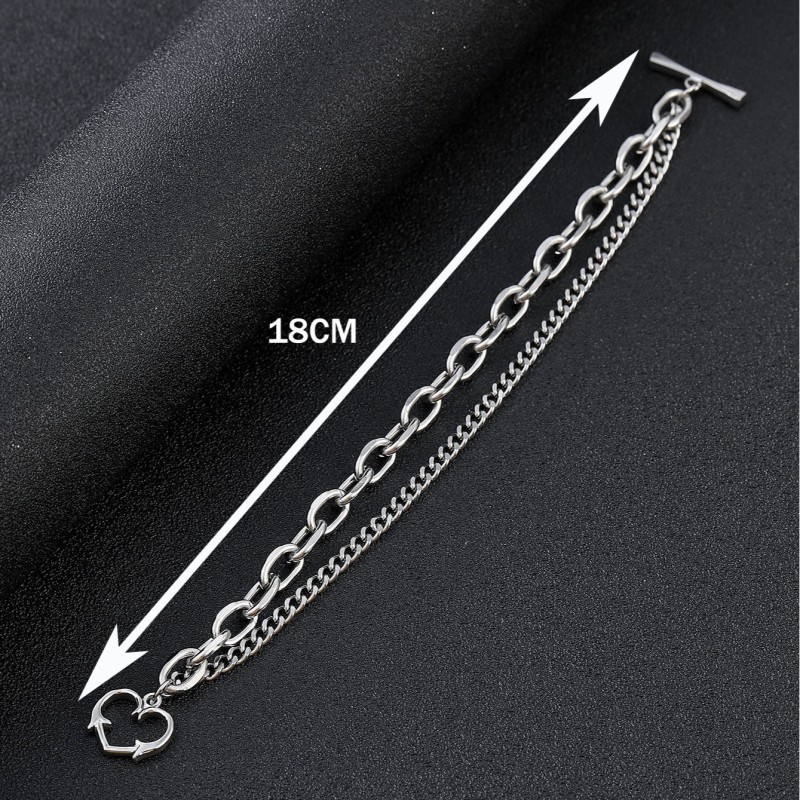 Double Chain Bracelet Supplier - Waterproof Fast Double Chain Titanium Steel Heart Bracelet
