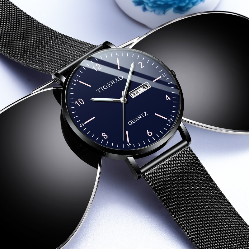 Round Dial Watch Factory - Stylish Simple Round Large Dial Steel Band Waterproof Sport Watch