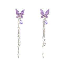 Butterfly Earrings Supplier - Fashion S925 Silver Needle Earrings Butterfly Pearl Studs Diamond