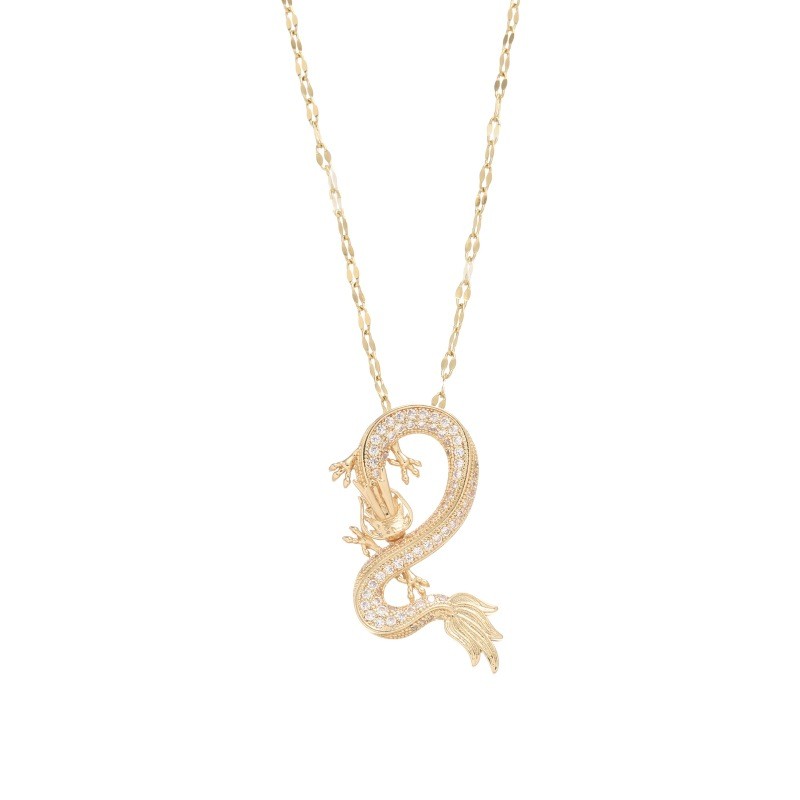 Dragon Necklace Manufacturer - New Arrival 2024 Brass Copper Gold 18K Dubai Dragon Zircon Necklace
