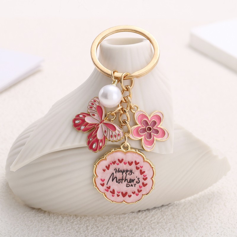 Keychain Factory - Butterfly Flower Pendant Metal Alloy Keyring for Mother's Day