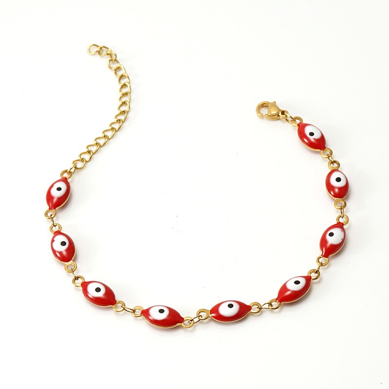 Devil's Eye Bracelet Manufacturer - Charm Colored Devil's Eye Round Glass Bead Stainless Steel