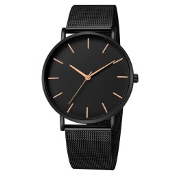 Men's Watch Manufacturer - Simple Fashionable Round Large Dial Mesh Steel Strap Quartz Watch