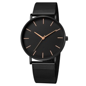 Men's Watch Manufacturer - Simple Fashionable Round Large Dial Mesh Steel Strap Quartz Watch